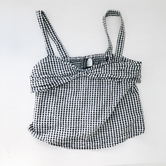 H&M Tops - H&M GINGHAM BOW TOP